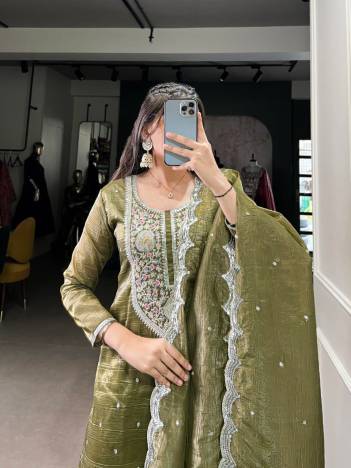 LNB 3037 OLIVE GREEN DESIGNER SALWAR SUIT WHOLESALER IN INDIA